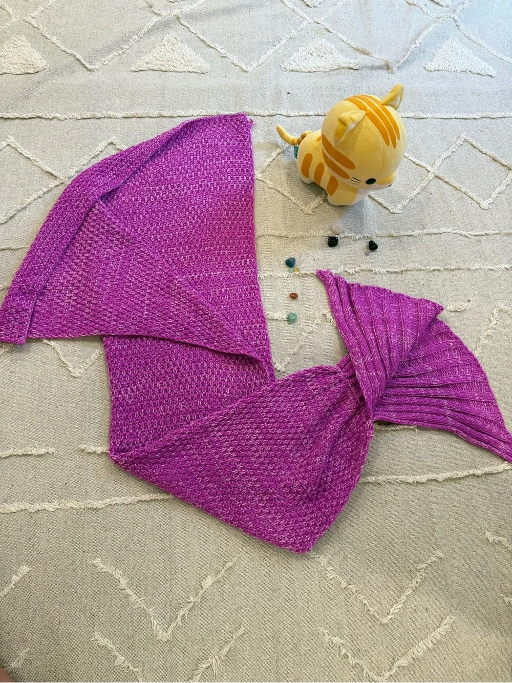 Kids Purple Mermaid Tail Blanket - Cozy Knit